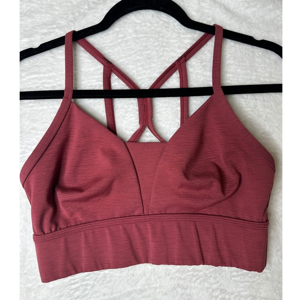 Sweaty Betty Sports Bra Womens Medium Burgundy Strappy Back Ribbed SB6017